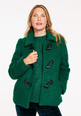 NWT TALBOTS HIGHLAND GREEN SHERPA TOGGLE COAT SIZE XS